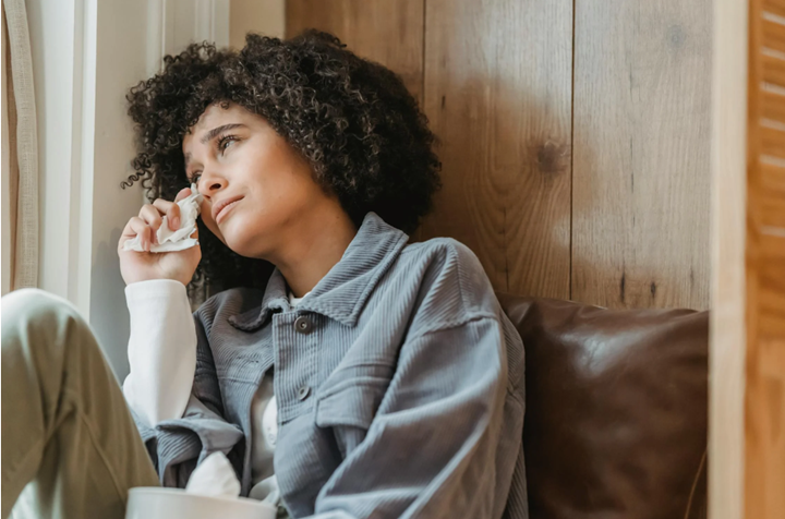 young girl crying struggling with mental health